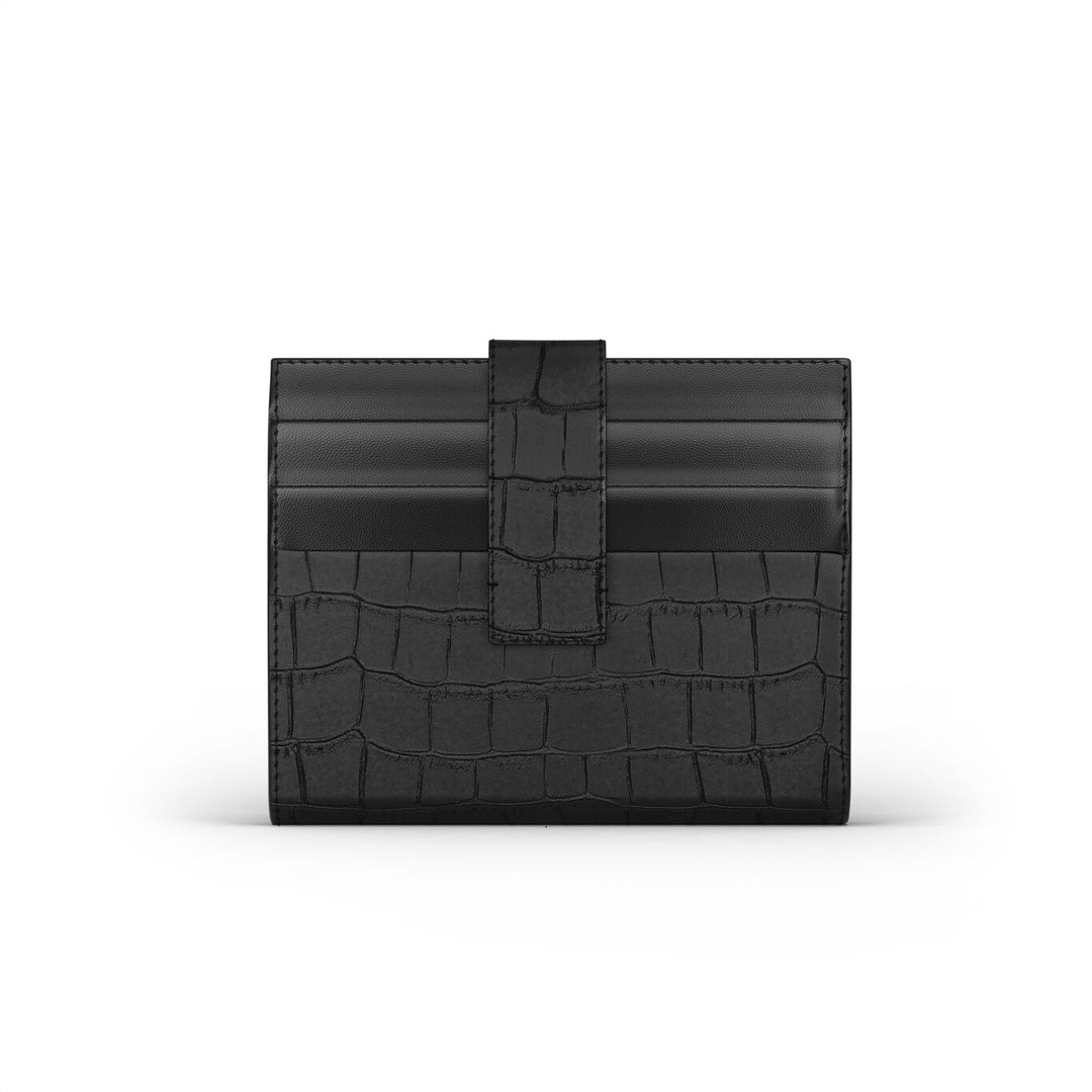 Giovanni Raspini portafoglio portacarte pelle croco nera argento 925 L0025
