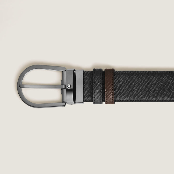Cinturón reversible Montblanc en piel Sartorial negro/marrón 35 mm 222357
