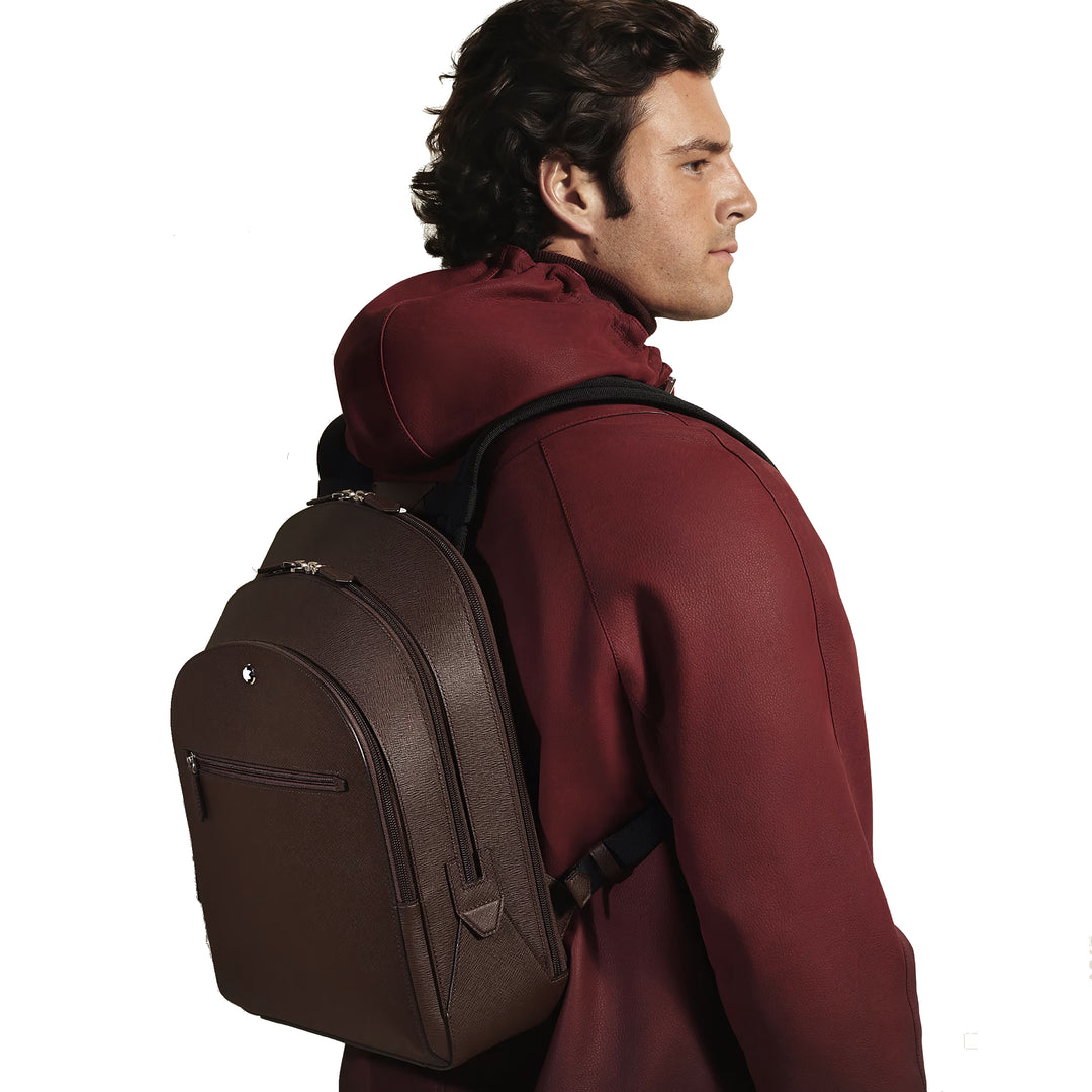 Sac à dos Montblanc moyen 3 compartiments Cuir Sartorial Couleur ébène 222929