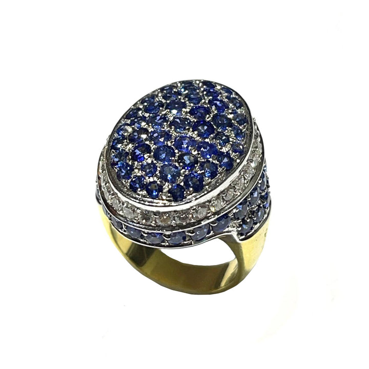 Złoty pierścień złoty pierścień 18KT Diamenty Sapphires 0056ag