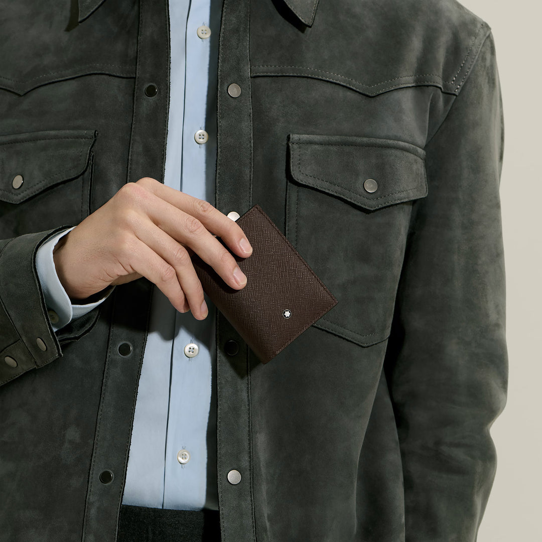 Cartera Montblanc Mini 4 Bolsillos piel sartorial color ébano 222989