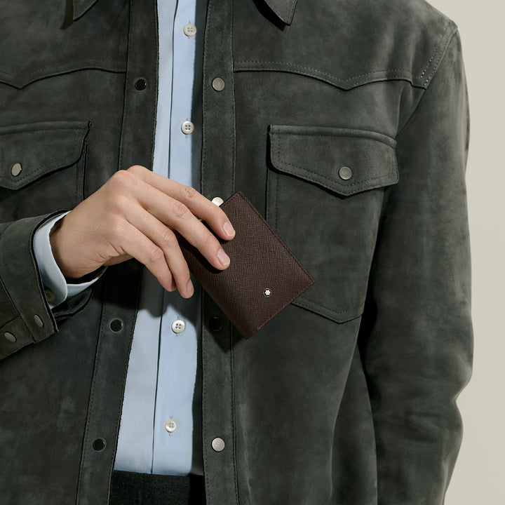 Cartera Montblanc Mini 4 Bolsillos piel sartorial color ébano 222989