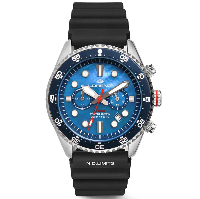 Reloj Lorenz Shark 5 Chrono 42mm nácar cuarzo azul acero 030285BB