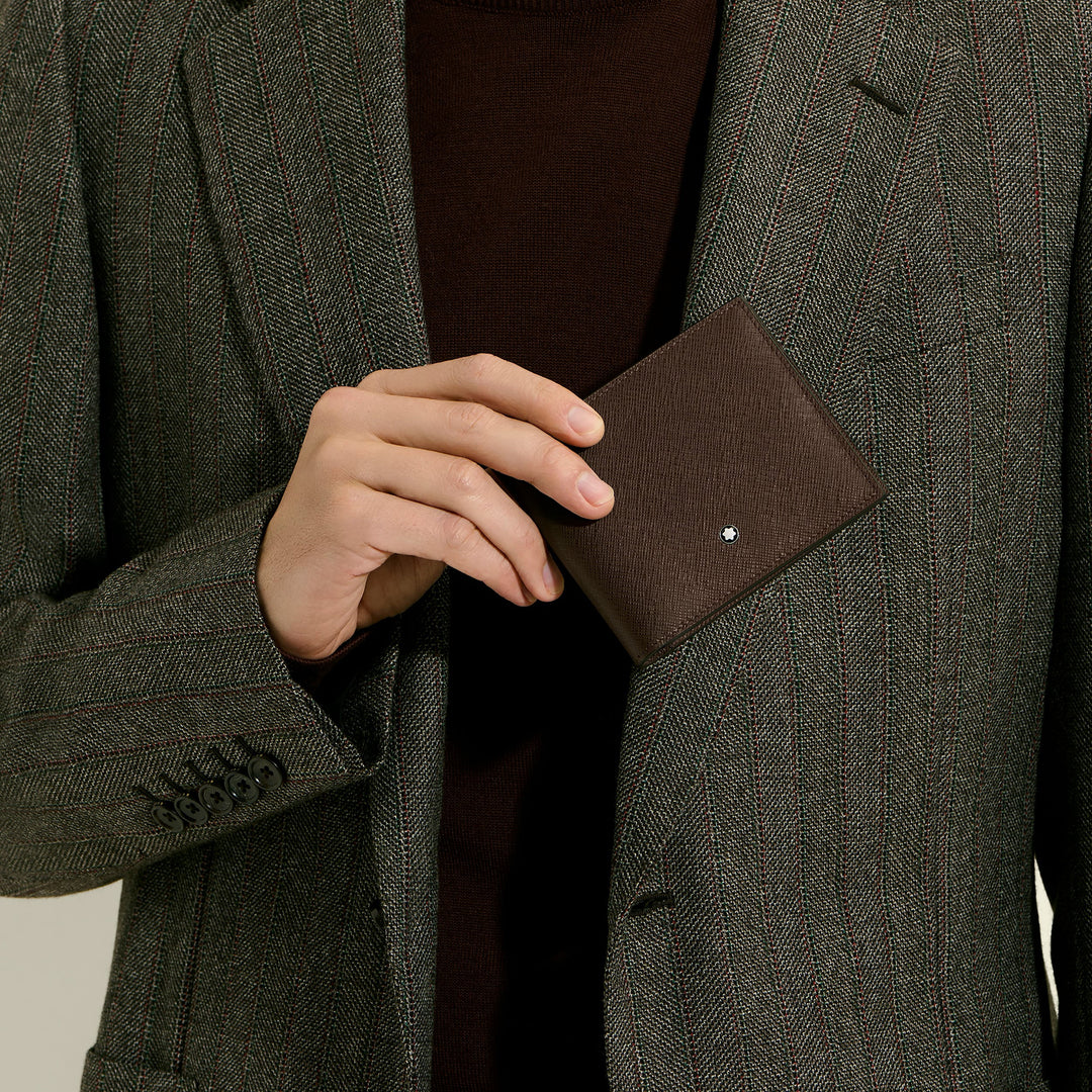 Cartera Montblanc de 8 bolsillos en piel Sartorial color ébano 223023