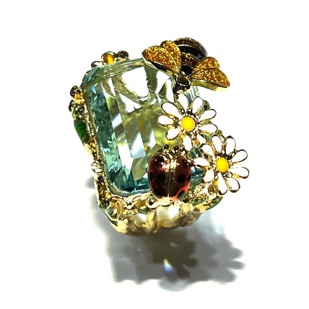 Anillo Federica Rossi Ape Margherite cristal bronce acabado PVD oro 18kt FR.AN.24