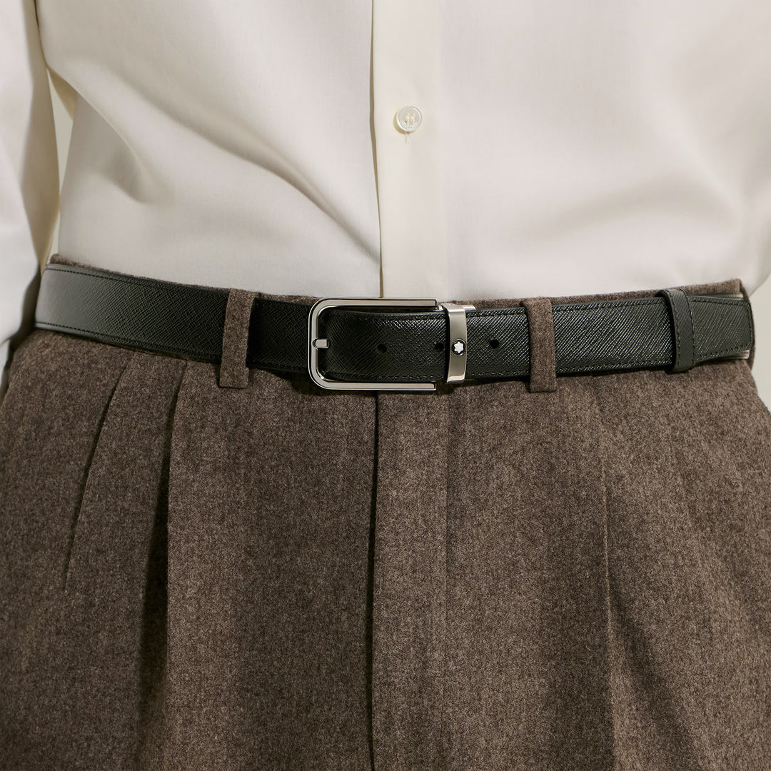 Cinturón reversible Montblanc 30 mm negro/ébano Hebilla rectangular de cuero Sartorial 223413