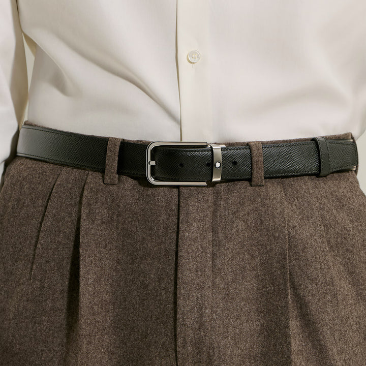 Cinturón reversible Montblanc 30 mm negro/ébano Hebilla rectangular de cuero Sartorial 223413