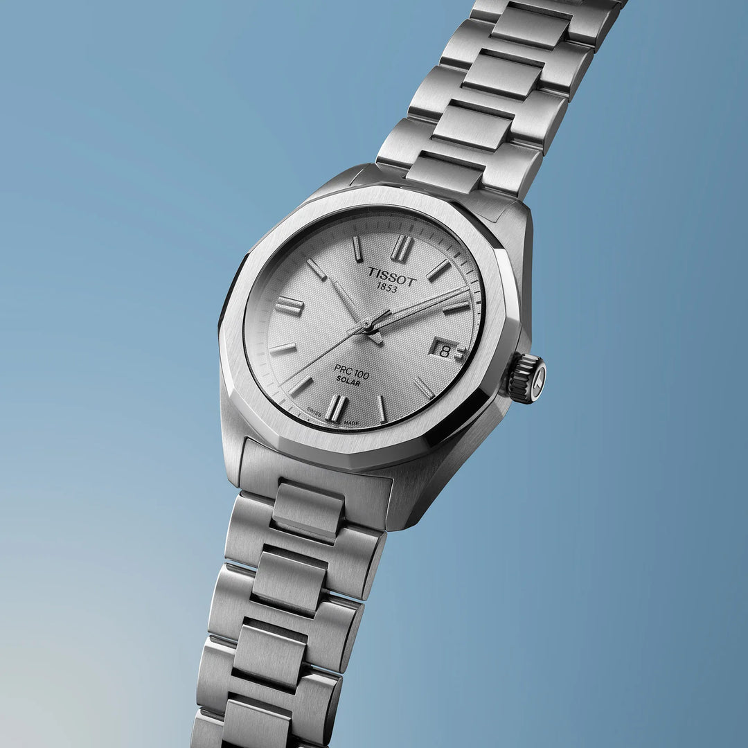 Tissot PRC 100 Solar 39mm acero cuarzo plateado T151.822.11.031.00