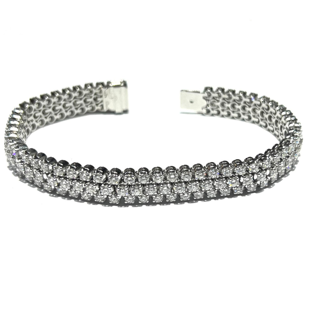 Bracelet tennis en or 18 carats triple diamant lentilles FCBT02890