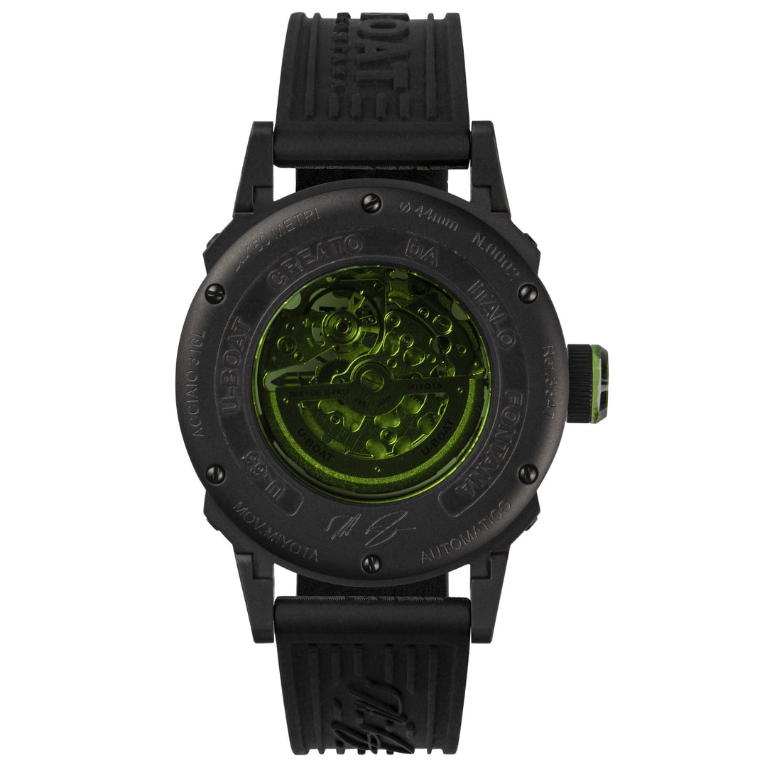 Reloj U-BOAT U-65 44mm verde automático acero acabado PVD negro 3347