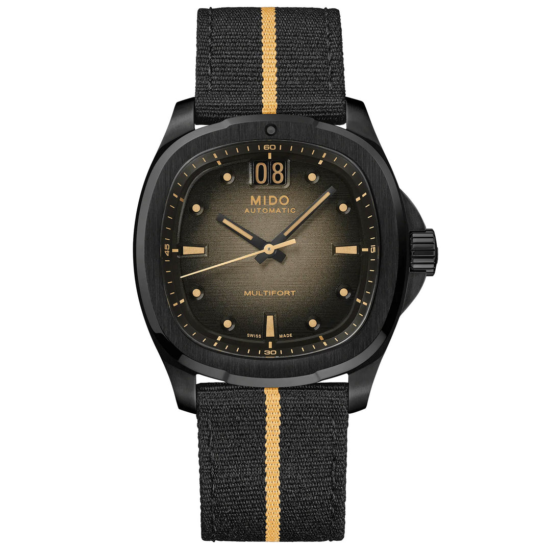 Montre Mido Multifort TV Big Date 40mm automatique acier gris finition PVD noir M049.526.36.081.00