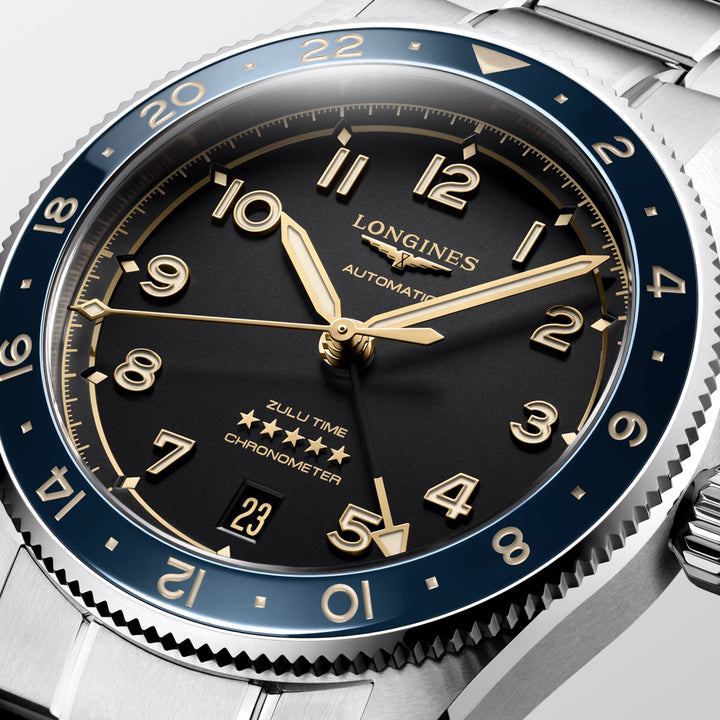 Reloj Longines Spirit Zulu Time 39mm antracita automático acero L3.802.4.60.6
