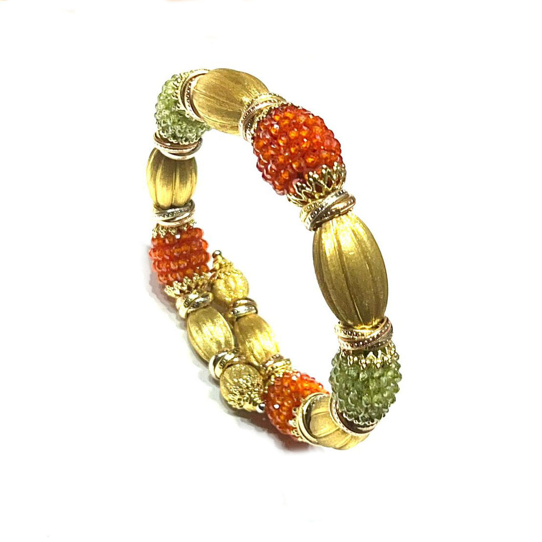 Sunday Pulsera de peridoto y cornalina en oro de 18kt DOMINGO 01