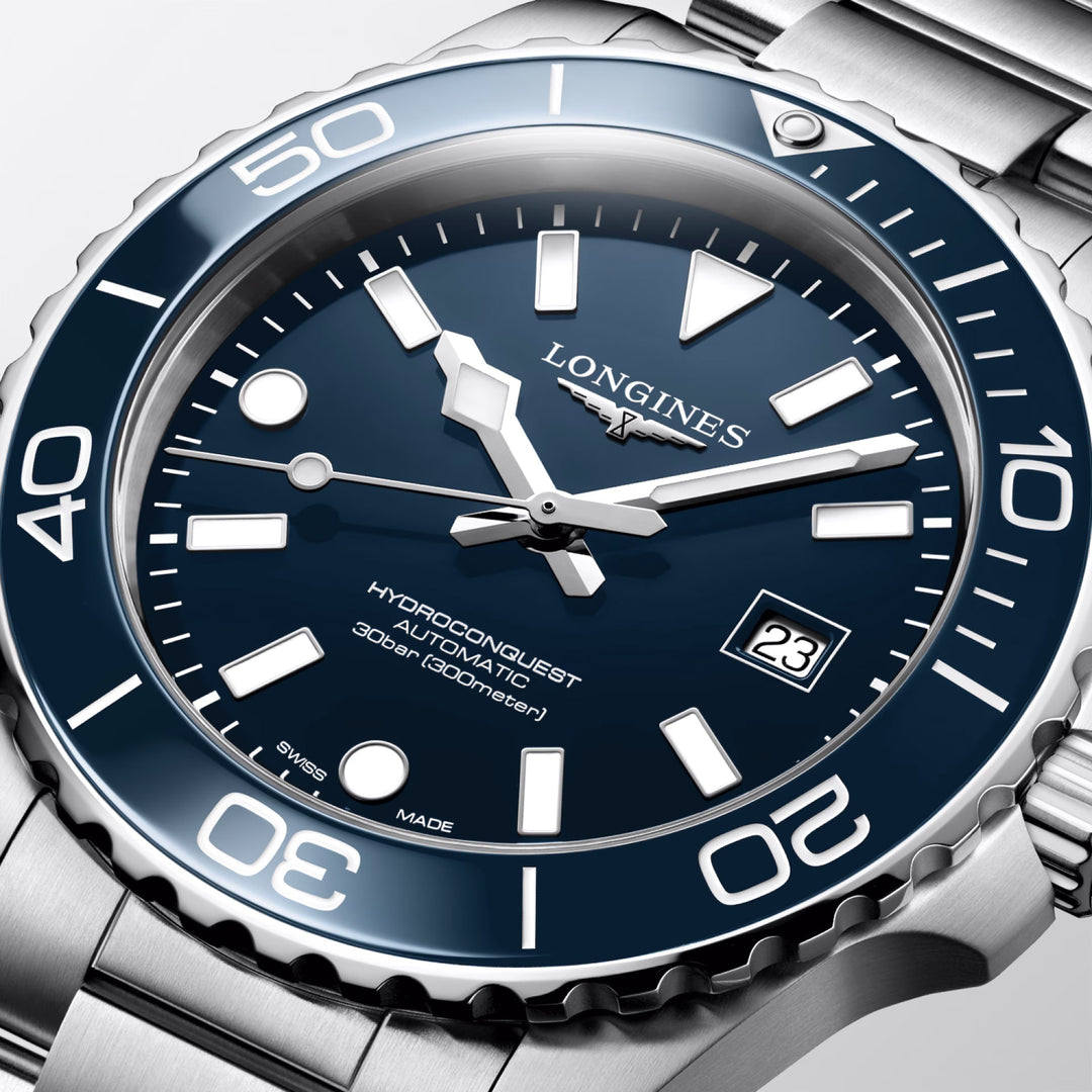 Montre Longines Hydroconquest 42 mm en acier automatique bleu L3.788.4.96.6