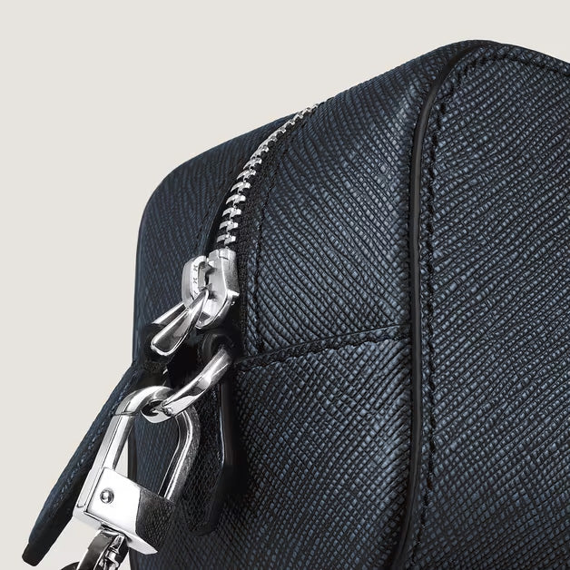 Montblanc trousse da toilette piccola pelle Sartorial tweed blu 221696