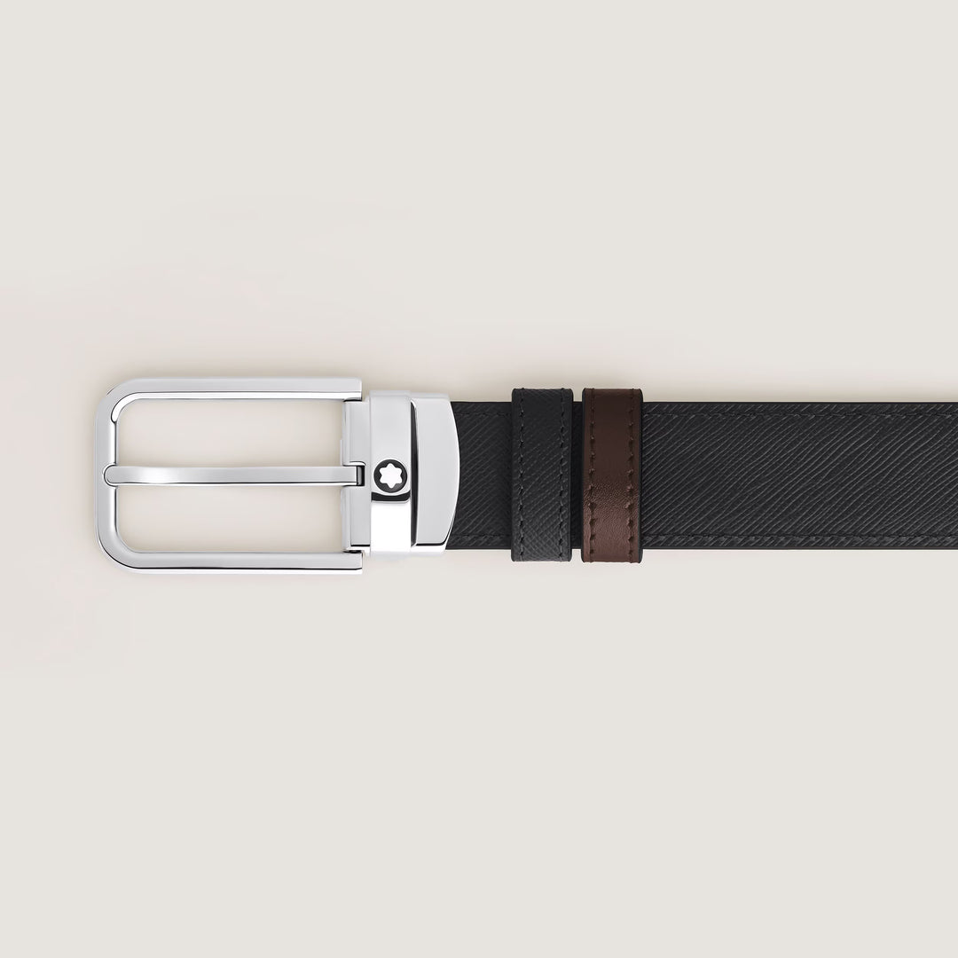 Cinturón reversible Montblanc 30 mm negro/ébano Hebilla rectangular de cuero Sartorial 223413