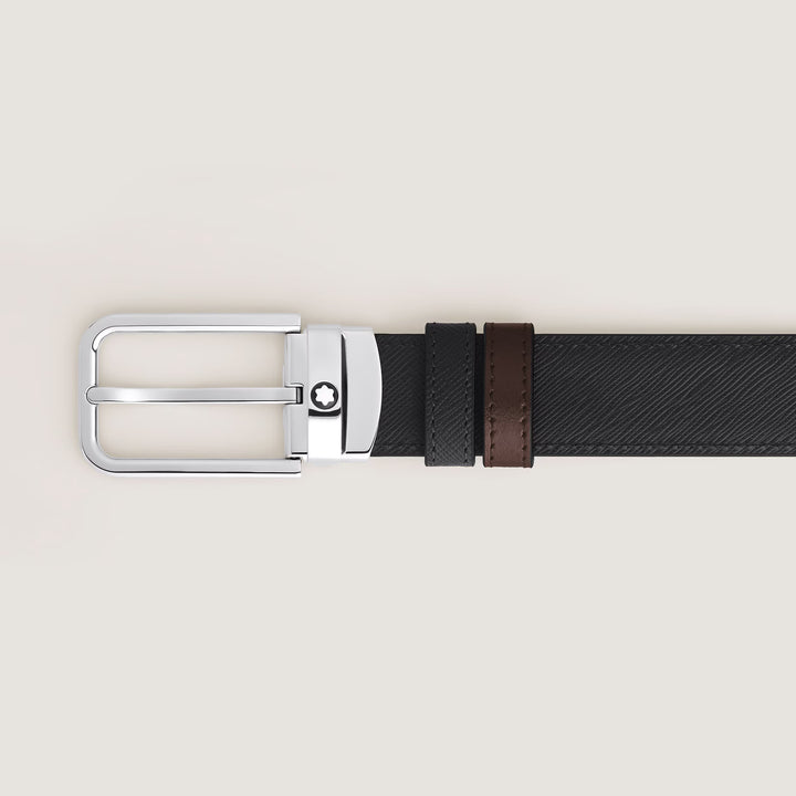 Cinturón reversible Montblanc 30 mm negro/ébano Hebilla rectangular de cuero Sartorial 223413