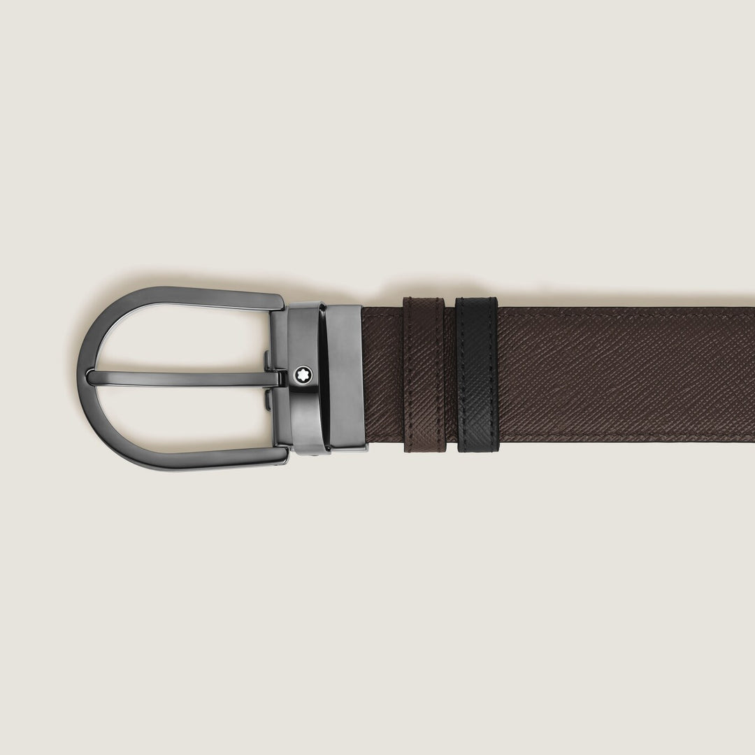 Cinturón reversible Montblanc en piel Sartorial negro/marrón 35 mm 222357