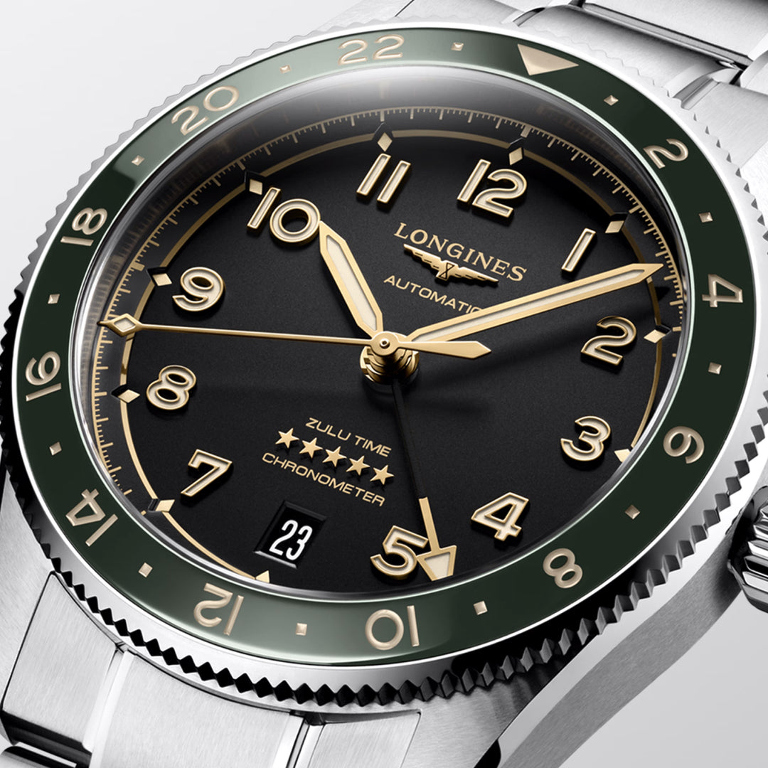 Montre Longines Spirit Zulu Time 39mm anthracite automatique acier L3.802.4.63.6
