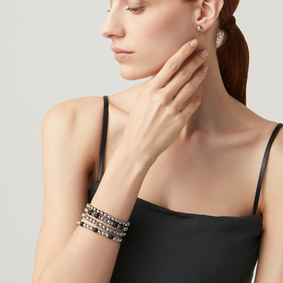 Giovanni Raspini Black Berries Bracelet 925 Lava Stone 10490