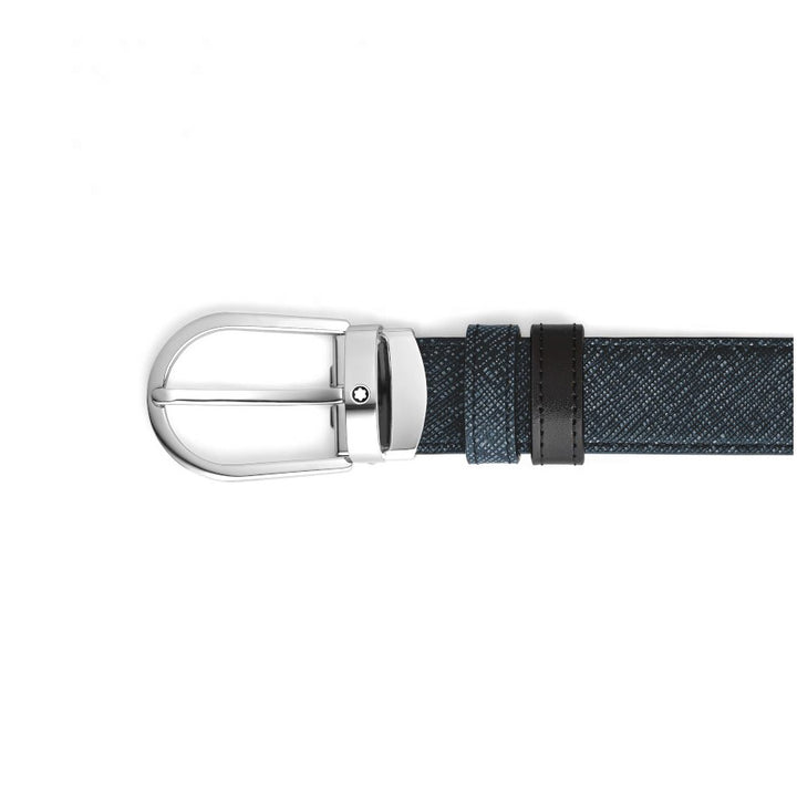 Cinturón reversible Montblanc Tweed azul / negro 220965
