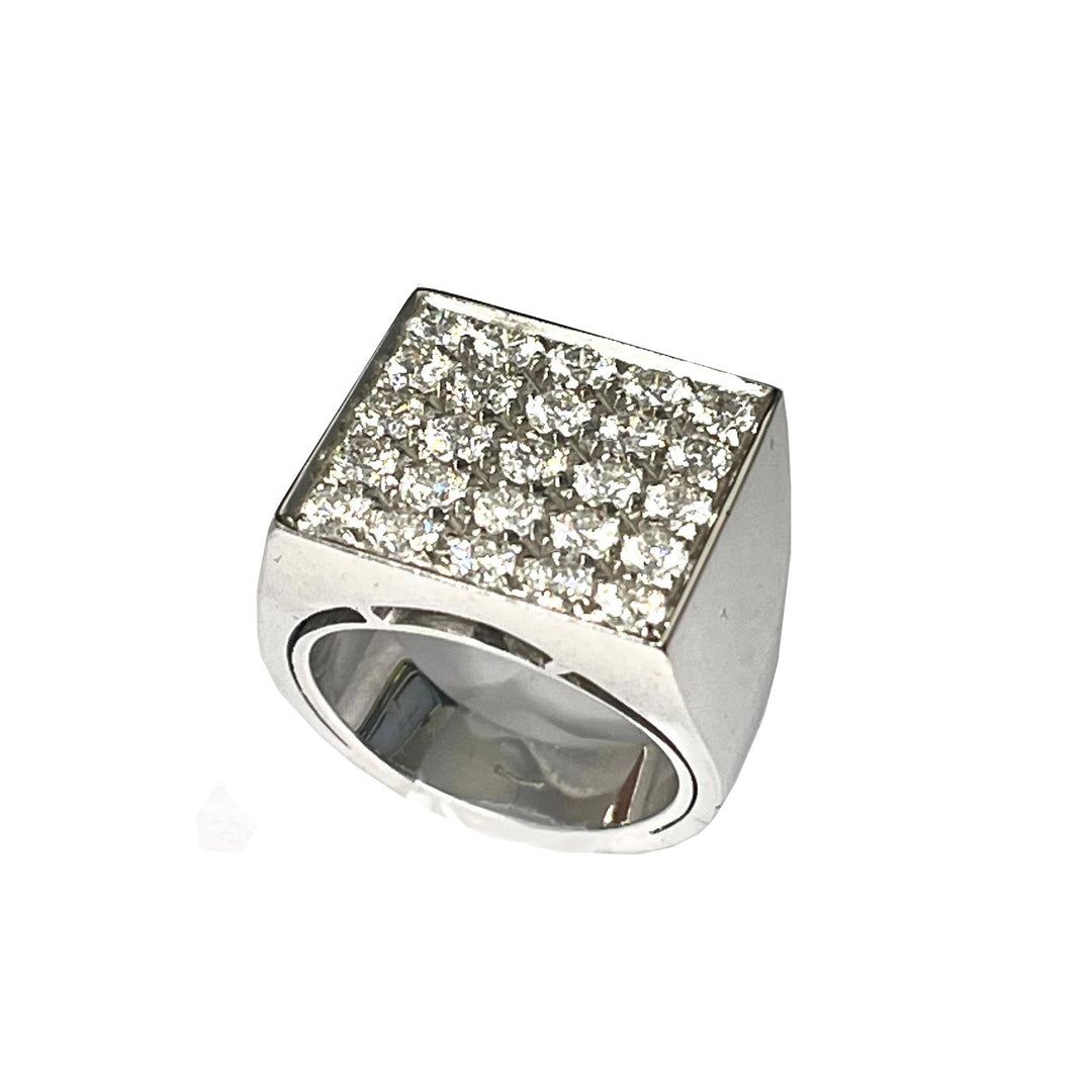 Chivalier ring Brick 18kt white gold diamonds 0575A