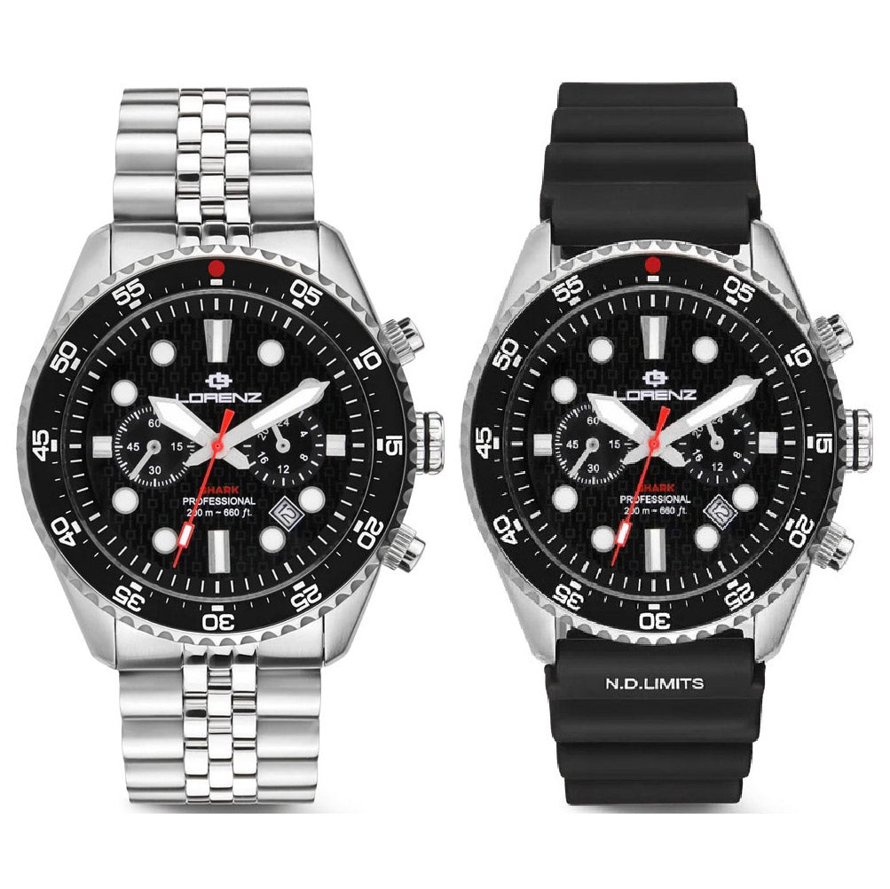 Reloj Lorenz Shark 5 Chrono 42mm acero cuarzo negro 030285AA