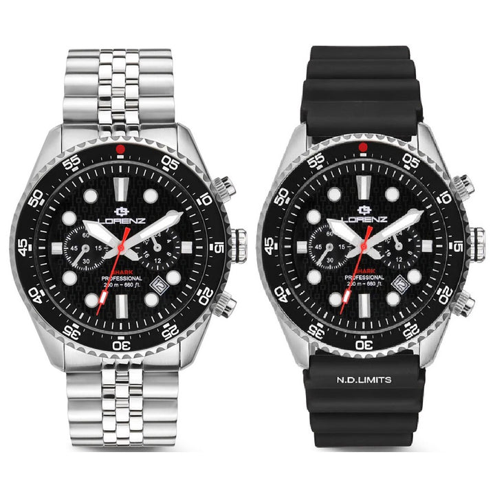 Reloj Lorenz Shark 5 Chrono 42mm acero cuarzo negro 030285AA