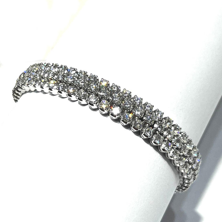 Bracelet tennis en or 18 carats triple diamant lentilles FCBT02890