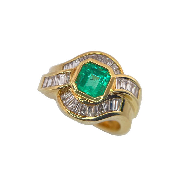 CAPODAGLIA Zlatý zlatý prsten 18KT Emerald Diamonds 0074AG