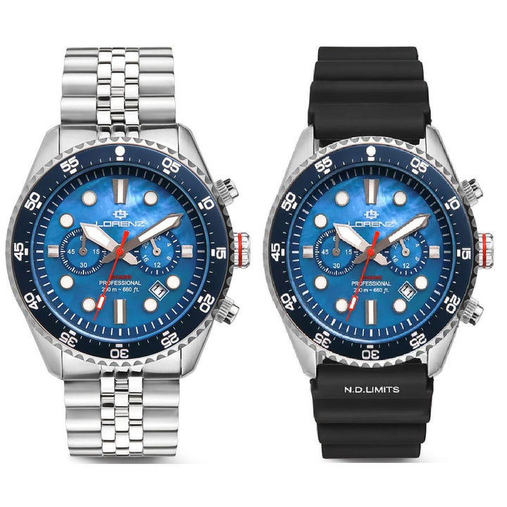Reloj Lorenz Shark 5 Chrono 42mm nácar cuarzo azul acero 030285BB