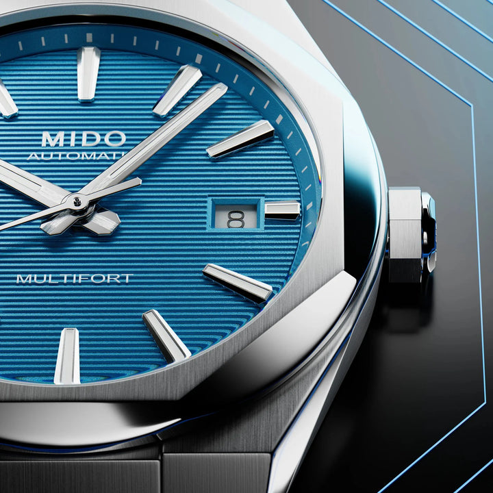 Reloj Mido Multifort 8 One Crown turquesa 40mm automático acero M055.507.11.041.00