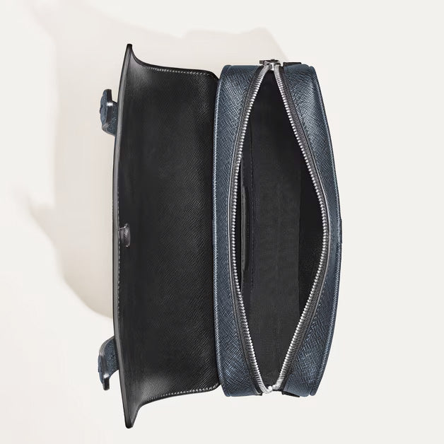 Sac bandoulière en cuir Sartorial en tweed bleu Montblanc 220423