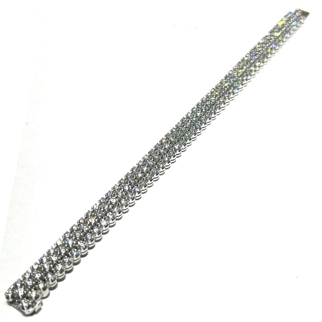Bracelet tennis en or 18 carats triple diamant lentilles FCBT02890