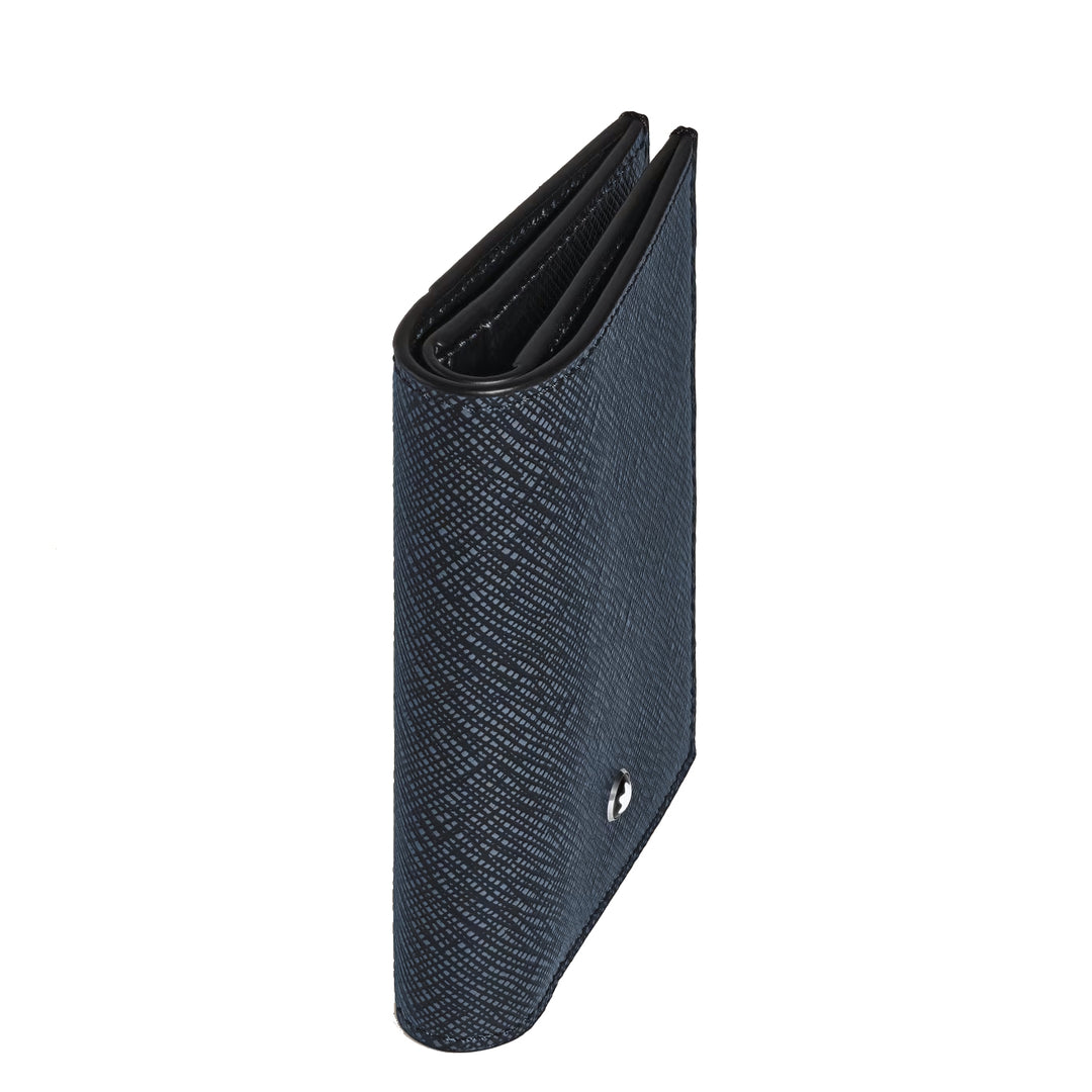 Montblanc mini cartera 4 bolsillos Sartorial piel tweed azul 220382