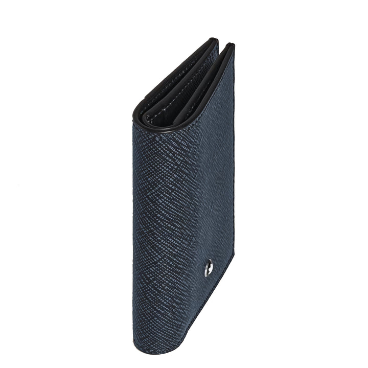 Montblanc mini cartera 4 bolsillos Sartorial piel tweed azul 220382