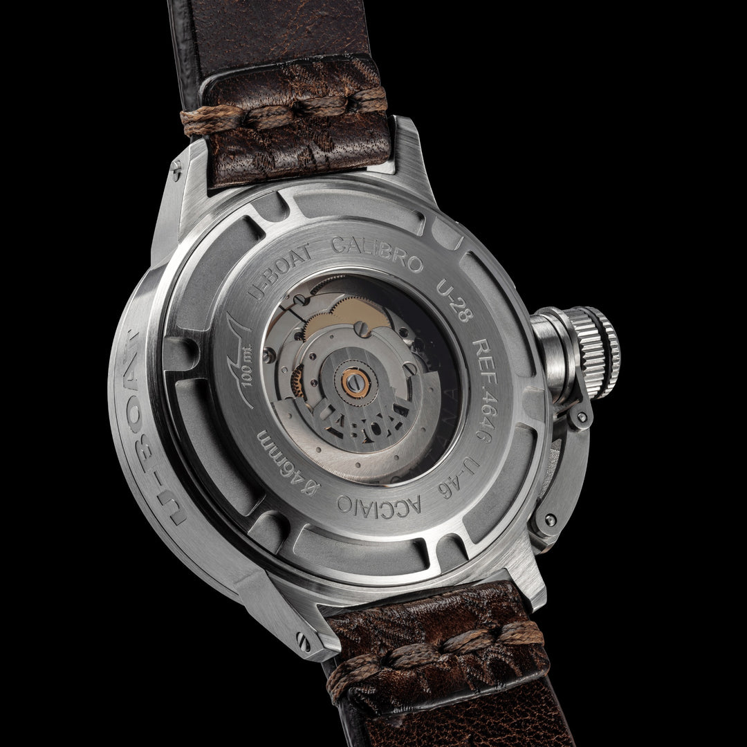 Montre U-BOAT Classic U-46 46mm acier automatique noir 4646