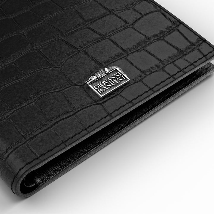 Cartera de piel de cocodrilo negra Giovanni Raspini plata 925 L0024