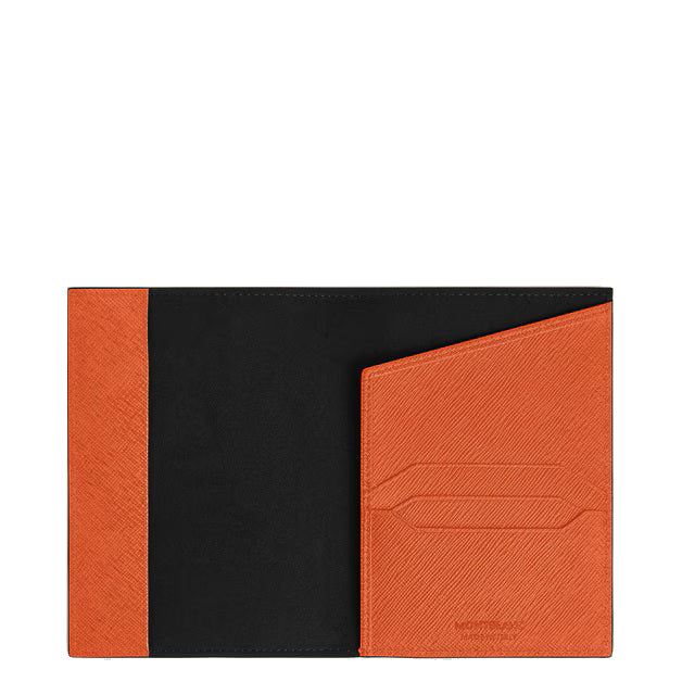 Porta pasaporte Montblanc Sartorial de piel color mandarina 221356