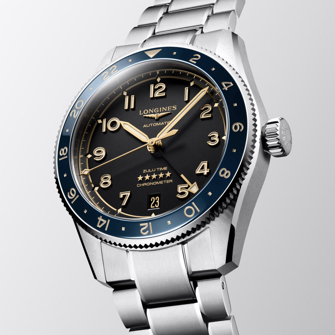 Reloj Longines Spirit Zulu Time 39mm antracita automático acero L3.802.4.60.6