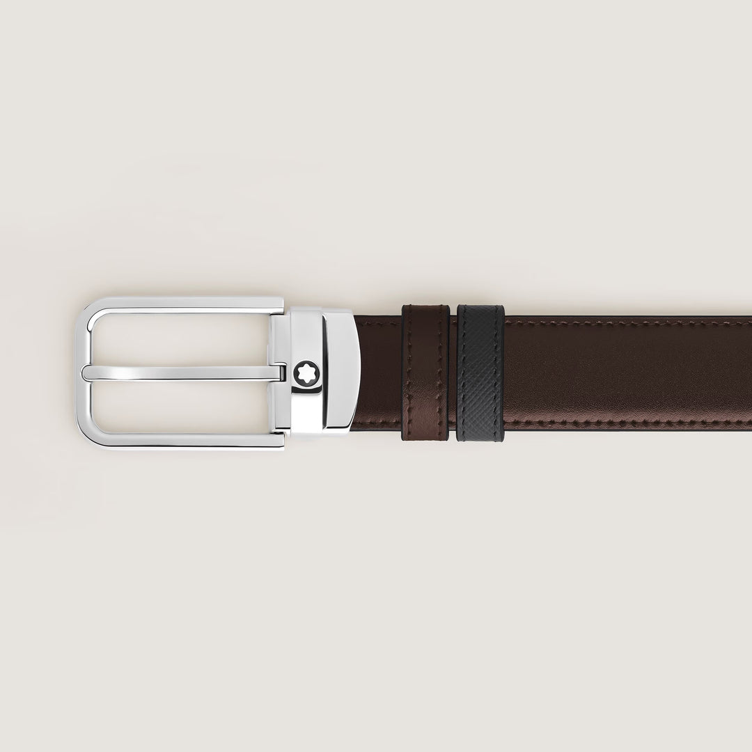 Cinturón reversible Montblanc 30 mm negro/ébano Hebilla rectangular de cuero Sartorial 223413