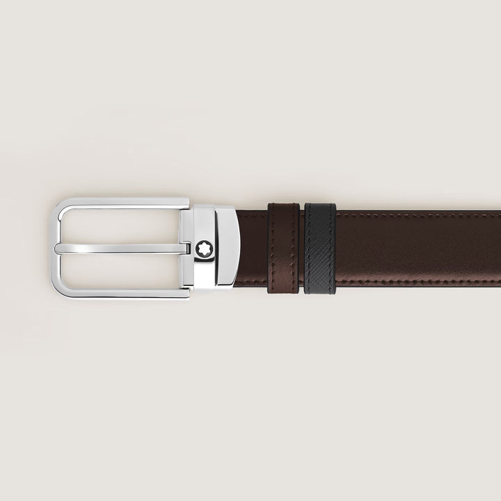 Cinturón reversible Montblanc 30 mm negro/ébano Hebilla rectangular de cuero Sartorial 223413