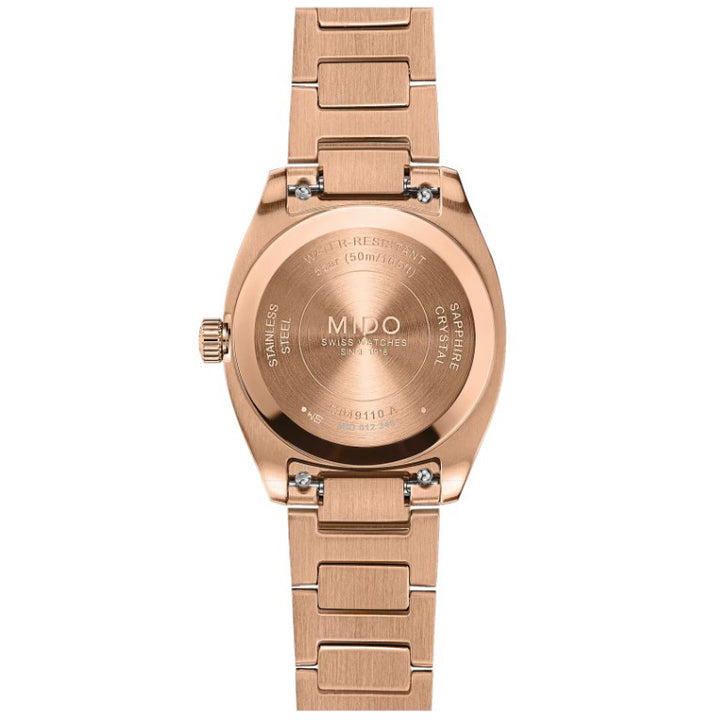 Montre Mido Multifort TV 28mm acier quartz ivoire PVD or rose M049.110.33.263.00