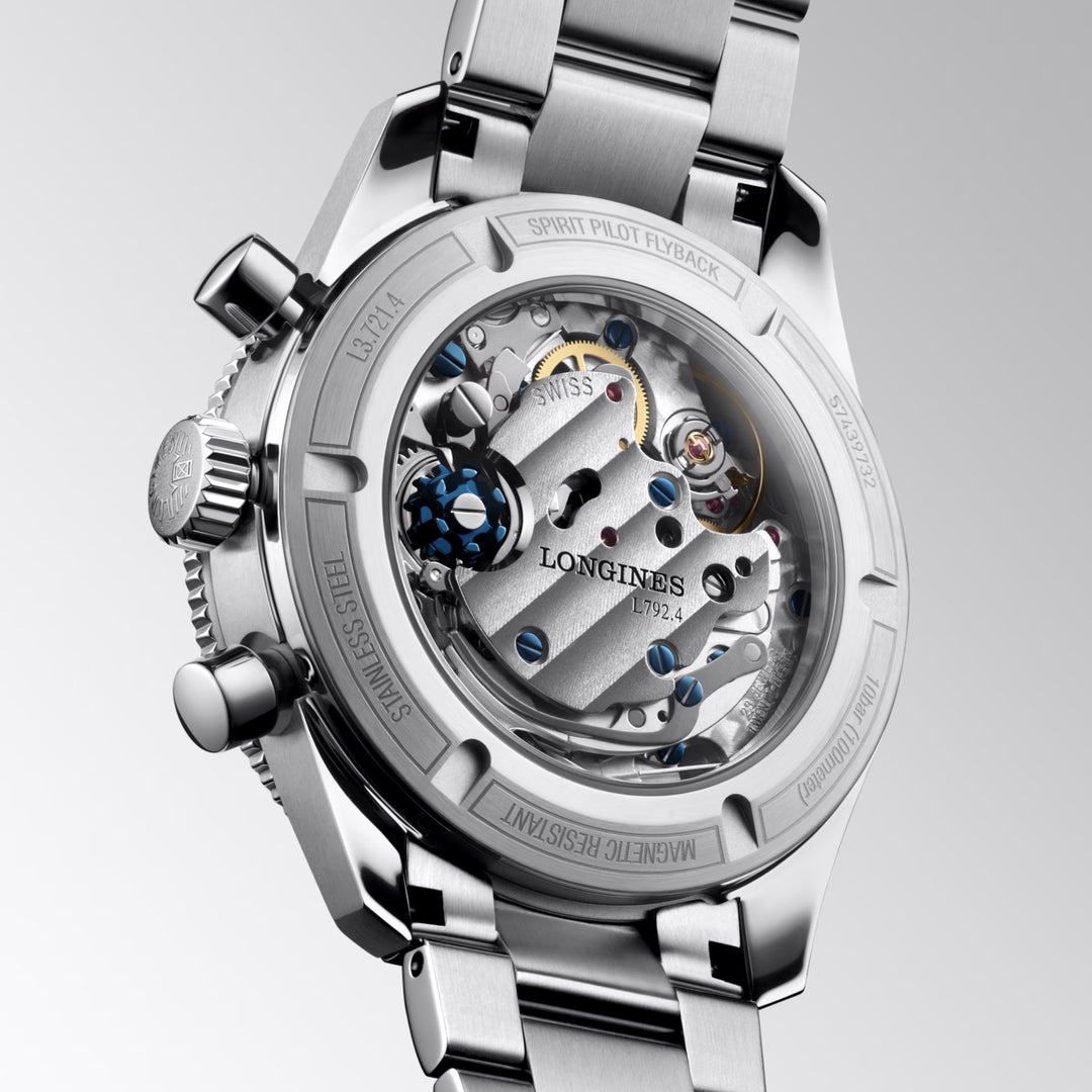 Reloj Longines Spirit Pilot Flyback 39,5 mm azul cuerda manual acero L3.721.4.93.6