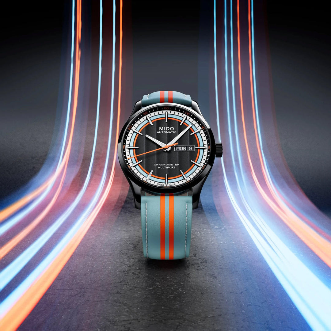 Montre Mido Multifort Chronometer 1 Racer 42mm noir automatique acier finition PVD noir M038.431.36.051.00