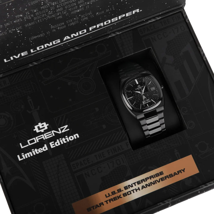 Reloj Lorenz STAR TREK Deep Space Edición Limitada 40x36 mm negro automático acero acabado PVD negro 030287LE