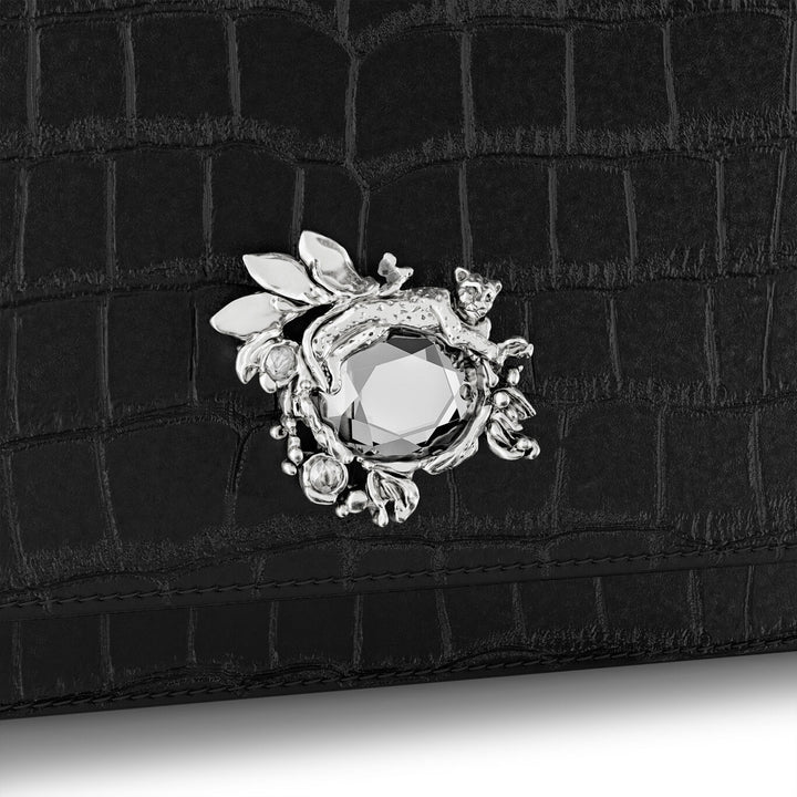 Giovanni Raspini bolso de mano selva cuero de cocodrilo negro bronceblanco L0027