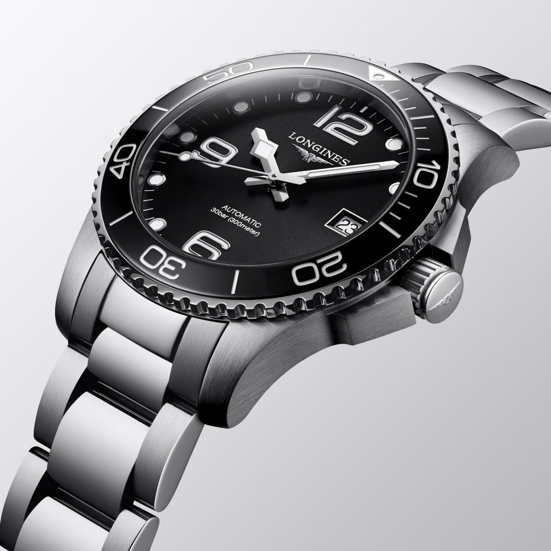 Longines Hydroconquest 39mm reloj automático de acero negro
