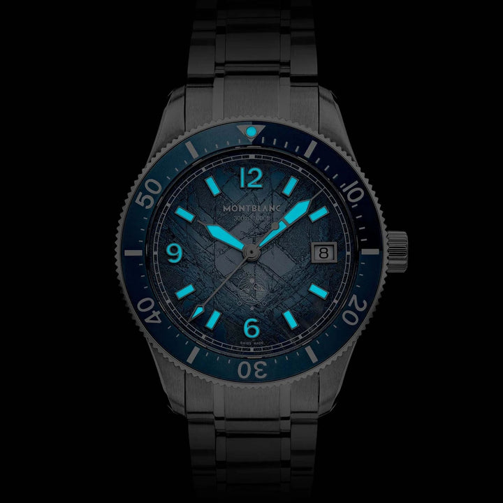 Reloj Montblanc Iced Sea Automático Fecha 0 Oxígeno 38mm azul automático acero 134022