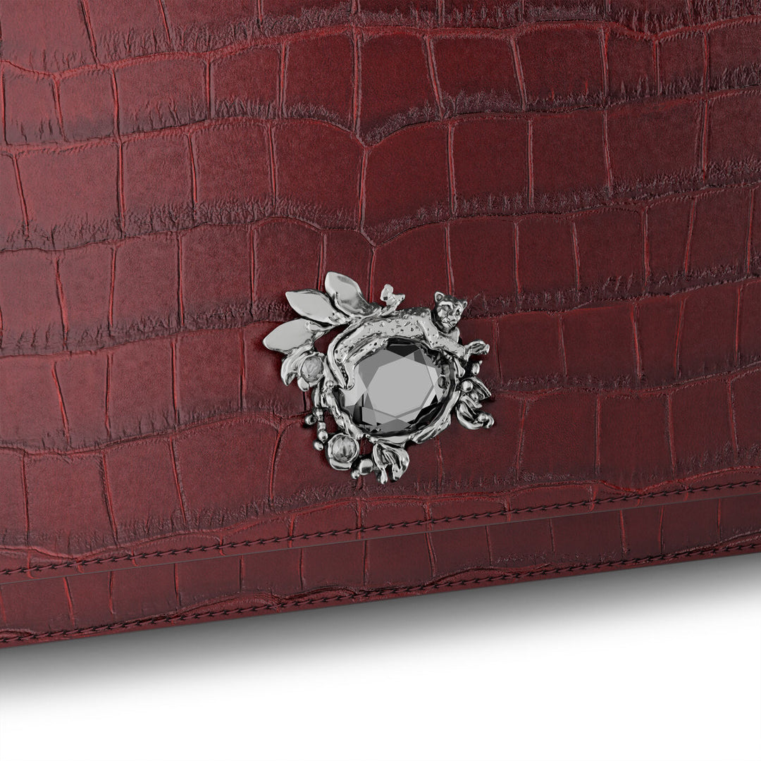 Giovanni Raspini bolso de mano selva croco burdeos cuero bronce-blanco L0034